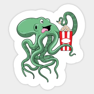 Octopus with Popcorn Sticker